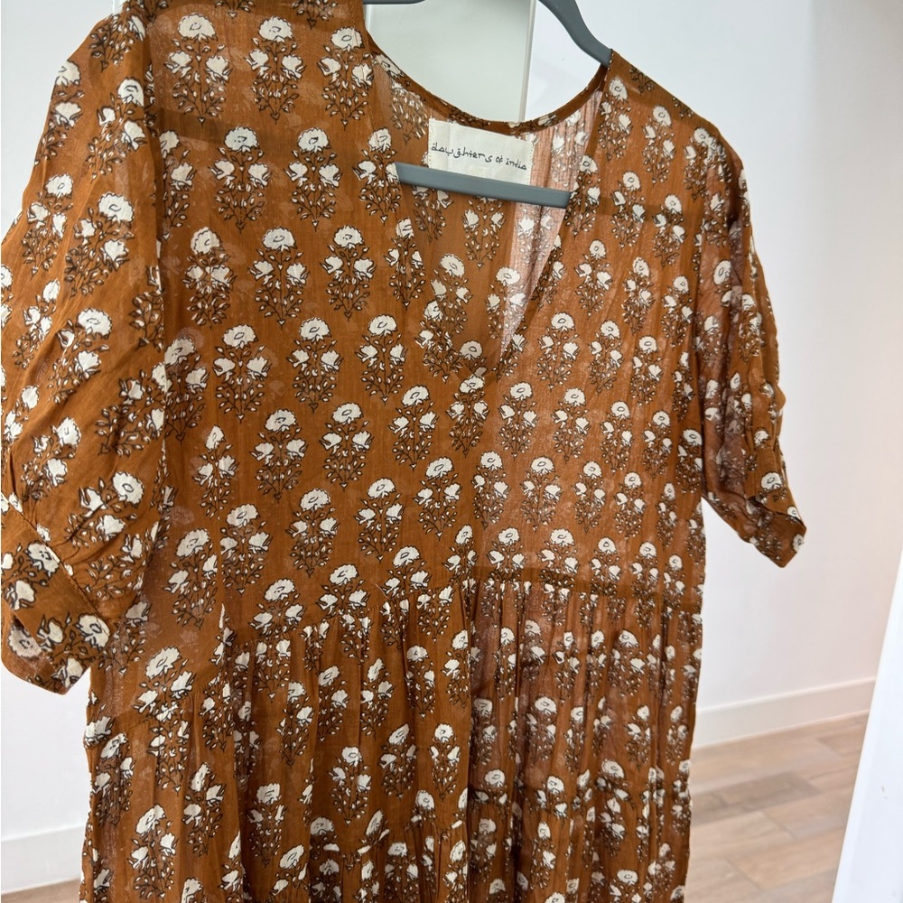 Daughters of India Chaaya Tiered Maxi Dress in Chai - Picture 5 of 6